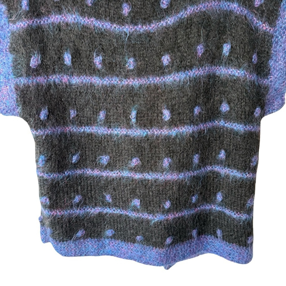 Handmade Purple and Black Open Cardigan Sweater Size S M Boho Knit Cottagecore - Picture 7 of 9